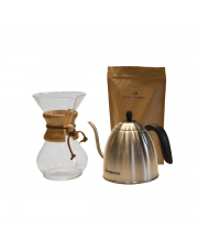 Zestaw Chemex wraz z czajnikiem Bonavita i ulubioną kawą (0,5 kg)